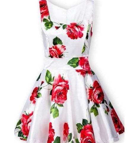 Rosemønstret kjole (S)