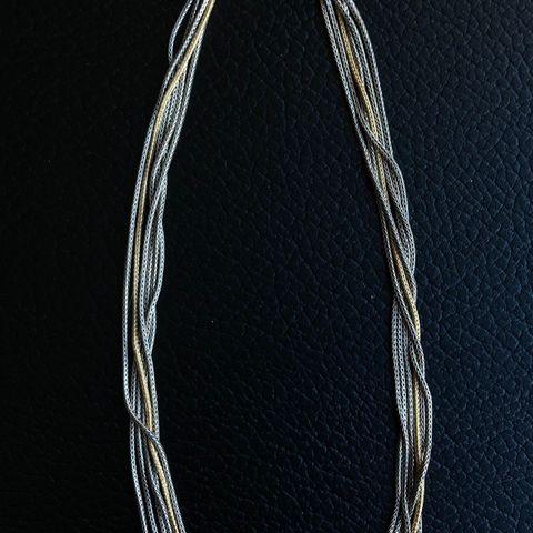 6-raders halskjede fra danske Rauff, sølv 925s + 14 kt gull