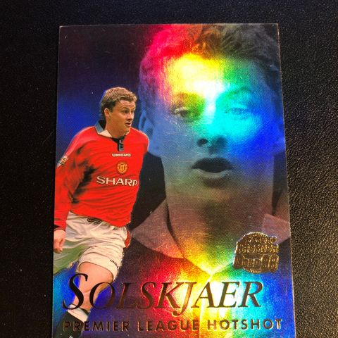 Ole Gunnar Solskjær Merlin Premier Gold Hotshot 1998 fotballkort