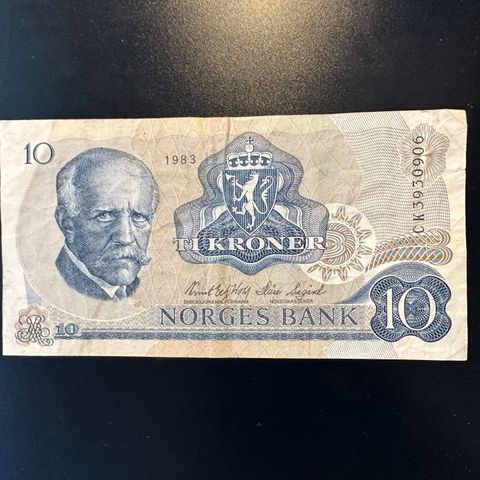 10 kr seddel  utgave 5 1983 CK. (369 Y)