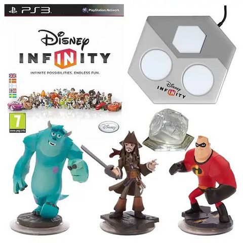 PS3 Disney Infinity Starter Pack Incredibles Monsters Pirates barn