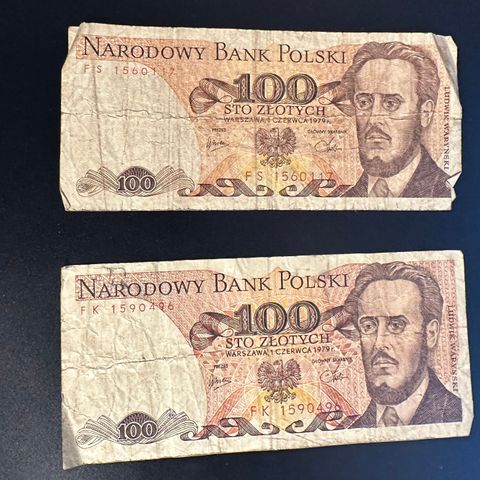 2 sedler fra Polen; Zloty.  1979. (387 Y)
