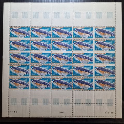 Fransk Tsjad 1965 - postfrisk - Luftpost - Musikk - 25 frimerker full ark