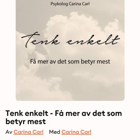 Lydbok: Tenk enklere av Carina Carl ønskes kjøpt