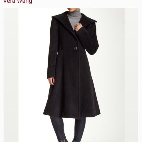 Vera Wang - Wool Blend Fit & Flare Long Coat