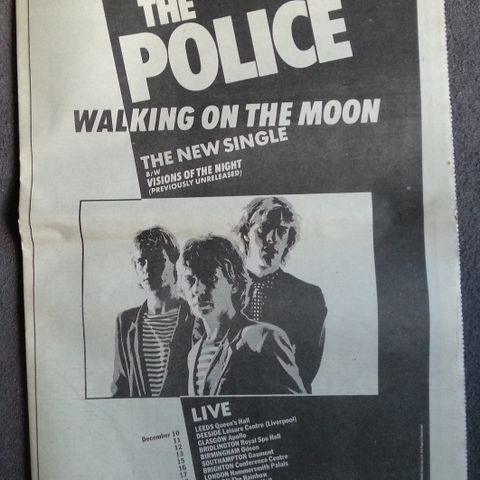 The Police - Walking on the moon (annonse NME, 24. November 1979)