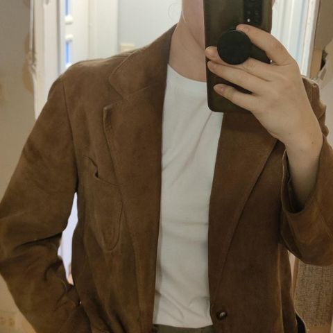 Vintage semsket skinnblazer