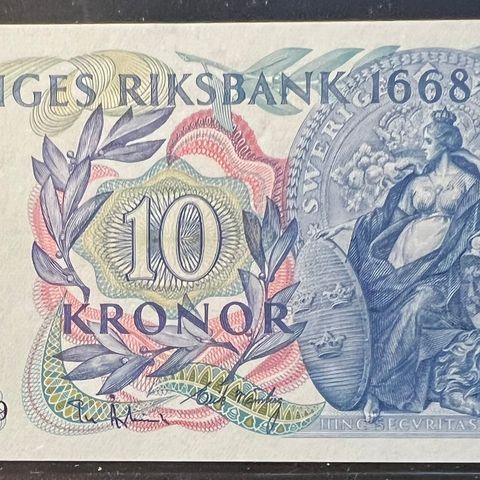 SVERIGE 10 KRONOR 1968. JUBELEUMSUTGAVE.  SVERIGES RIKSBANK 300 ÅR. UNC