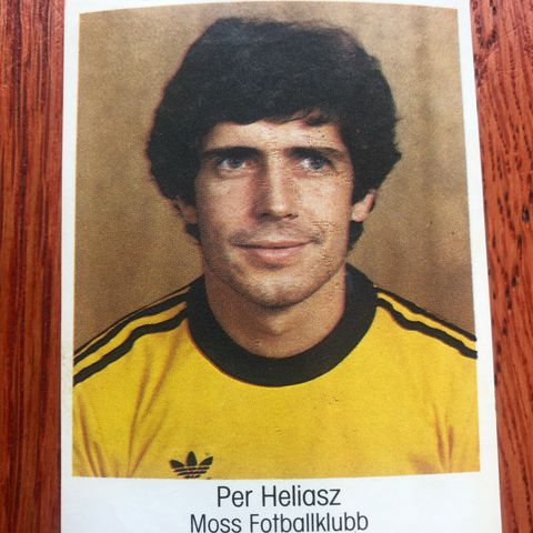 Per Heliasz Moss fotballklubb 1983 sjeldent fotballkort klistremerke selges