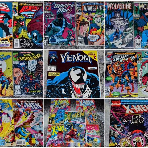 Marvel: u-x (mye x-men/mutant relatert) Spiderman, Warlock, Venom etc