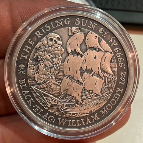 2022 Tuvalu 1 oz Silver Black Flag Antiqued (The Rising Sun).