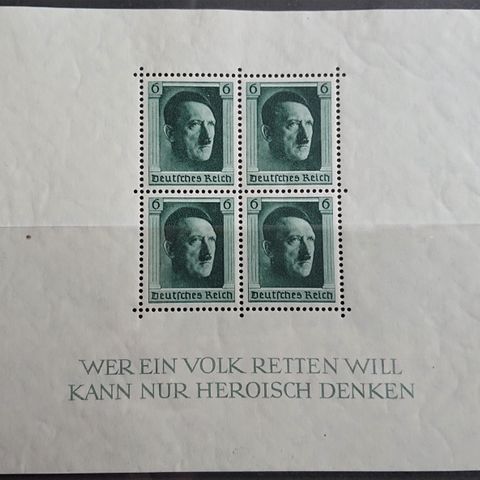 TYSKLAND: Das Reich, 1937, Blokk AFA nr 641 ** / T1-391  .x