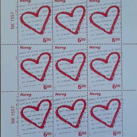 Valentines day 2005, postfriskt småark, sendes fraktfritt