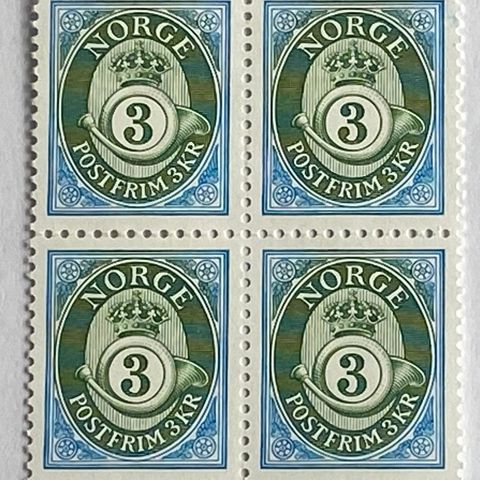 Norge 1992  Posthorn Kronemerke Ståltrykk   NK 1158   4-blokk   Postfrisk