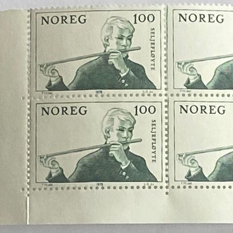 Norge 1978   Folkeinstrumenter Seljefløyte NK 831  4-blokk  Postfrisk