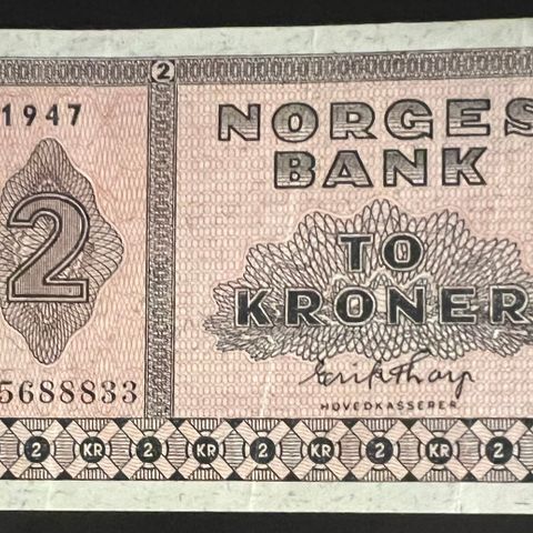 Norge 2 kroner 1947 E. Kalitet 1+.   100kr avslag  2024