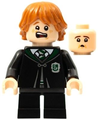 100% Ny Lego Harry Potter minifigur Ron Weasley with Slytherin Robe