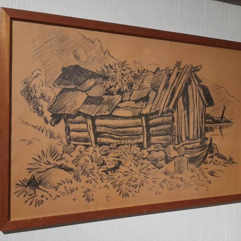 Olav Johnsen, "Mett av dage", kullstift tegning datert 27/7-1947