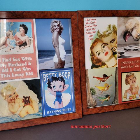 Retro Vintage stil innramma postkort, Marilyn Monroe,  Betty Boop etc