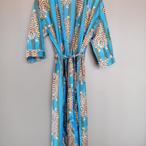 Orientalsk Indisk Kimono 100% bomull flerfarget tigermønster onesize