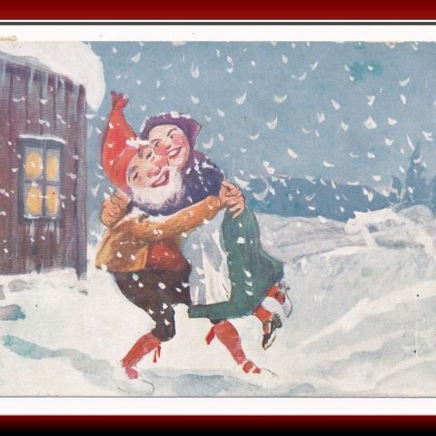 ** GOD JUL ! NISSE DANSER ! KUNSTNER POSTKORT **REF . 8082