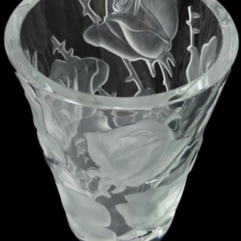 Lalique France Ispahan Rose Vase