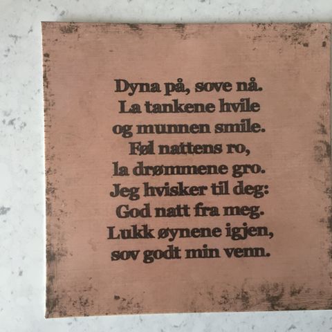 Metal Sign: Dyna på, sove nå......