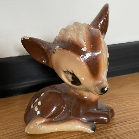 Gammel Bambi figur keramikk 1950-tallet