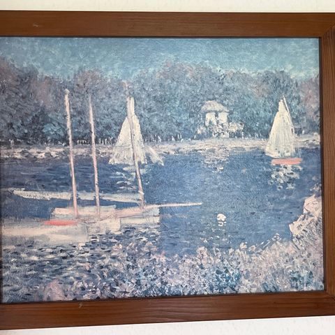 Claude Monet bilde. Vintage reproduksjon på tykk plansje med ramme