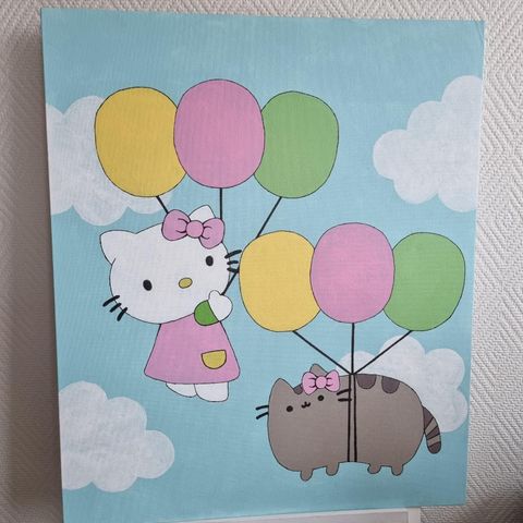 Maleri av Hello Kitty og Pusheen