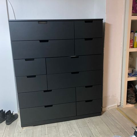 NORDLI Kommode med 12 skuffer, antrasitt, 120x145 cm