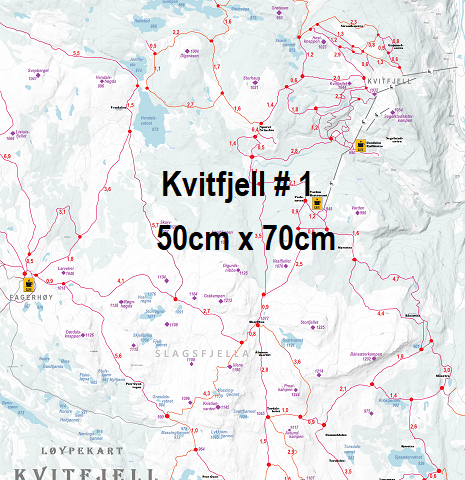 Løypekart Skikart KVITFJELL og Omegn på Aluminium