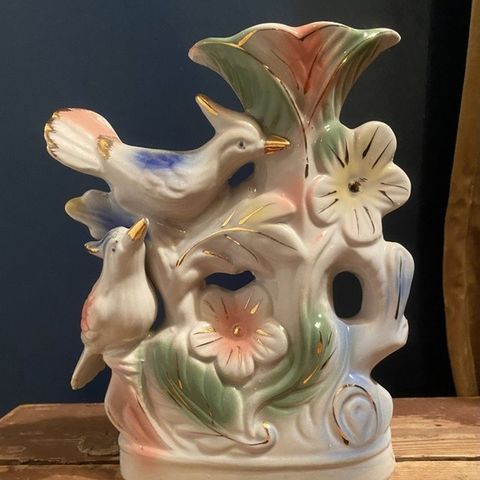 Vintage vase med fugler