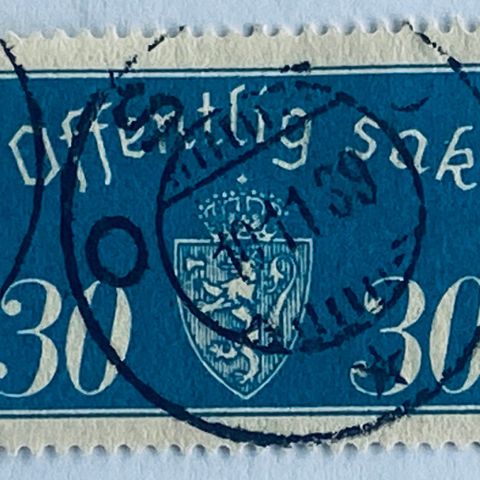 Norge 1933 Offentlig sak I   Offset  T 16 Stemplet