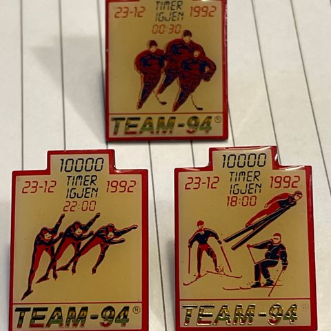 Team-94 - 10000 timer igjen - OL 1994 nedtelling pins