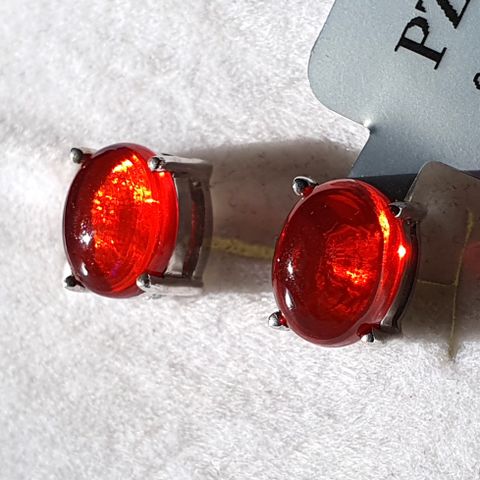 Ethiopian Cherry Red Opal Silver 925 Sølv Limited Edition Earrings Øredobber