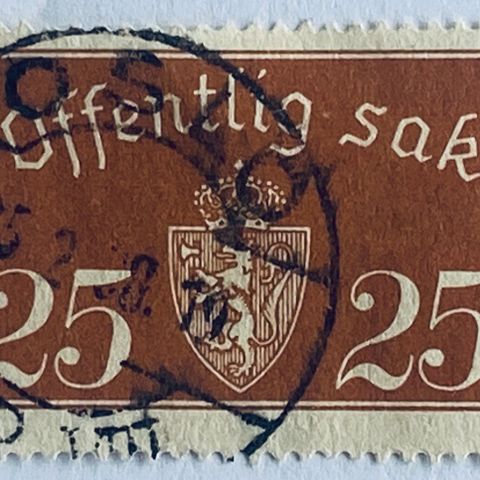 Norge 1933 Offentlig sak I   Offset  T 15    Stemplet