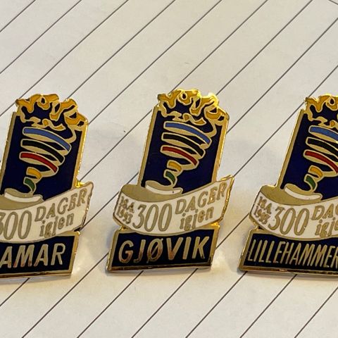 300 dager igjen Hamar Lillehammer Gjøvik - OL 1994 pins