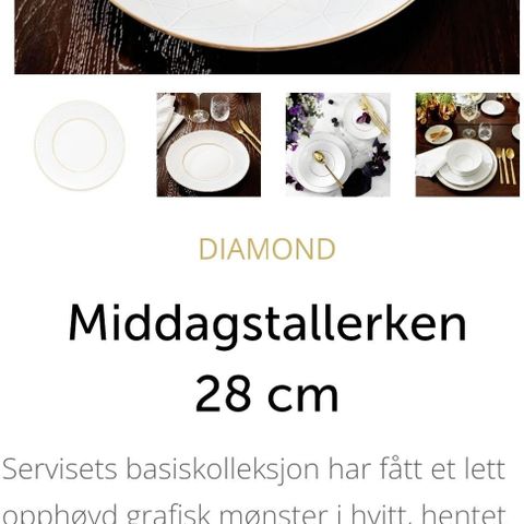 7 stk Firkløveren DIAMOND middagstallerkener, 28cm