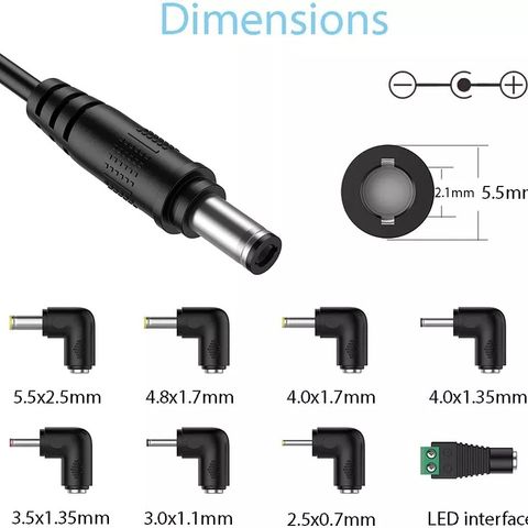 Universal 12V lader til bil med forskjellige kontakter..