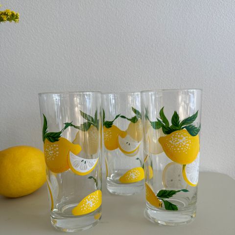 saftglass 3 stk med sitronmotiv🍋