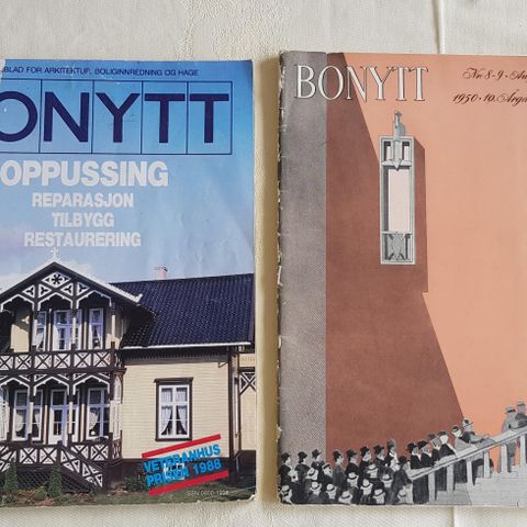 Bonytt nr. 8-9 1950 og nr. 8 1988.