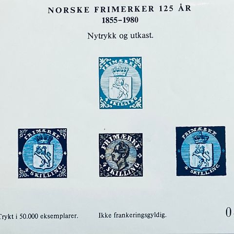 Norge 1980 Minneblokk MB 12 Norske frimerker 125 år