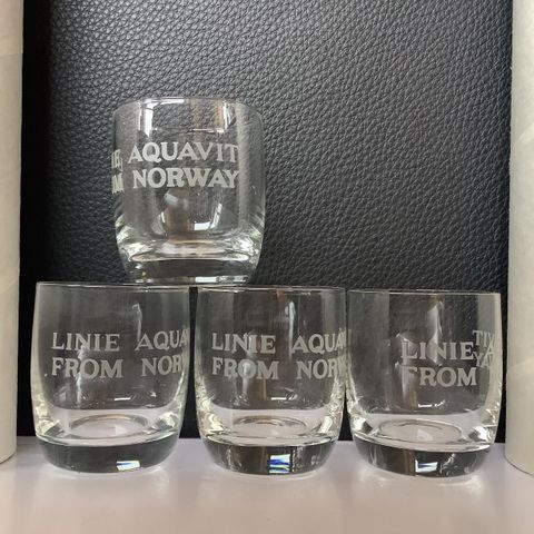 4 GLASS *LINIE AQUAVIT FROM NORWAY.