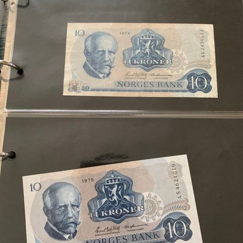 33stk Norsk 10kr Seddel /sedler/ blåtier