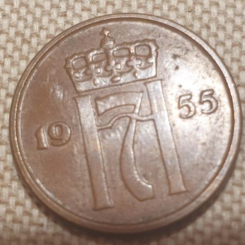 Norsk 2 øre mynt 1955