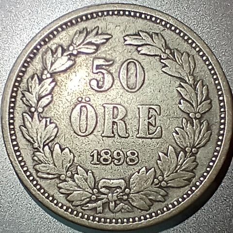 Sverige 50 öre 1898 .600 sølv NY PRIS