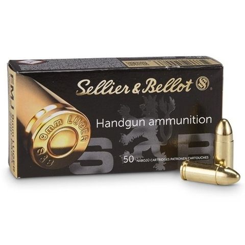 Sellier & Bellot 9mm Luger ammunisjon 124gr FMJ