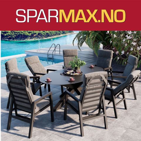 Jamaica Oval spisegruppe / hagemøbler med recliner / utemøbler i solid aluminium