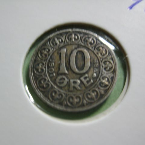 10 øre Danmark 1907 sølv